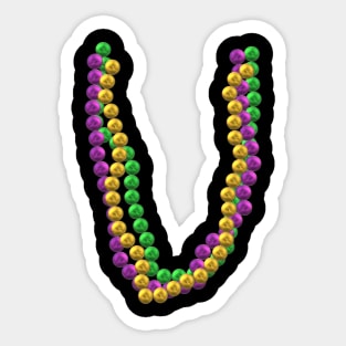 Mardi Gras Bead Necklaces in Purple, Green and Gold (Black Background) Sticker